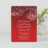 Rode Gradiënt Abstract Witte Bloemen Rode Harten Kaart (Staand voorkant)