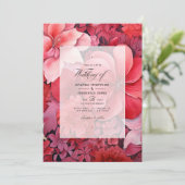 Rode Gradiënt Bloemen Herfst Bruiloft Kaart (Staand voorkant)