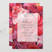 Rode Gradiënt Bloemen Herfst Bruiloft Kaart (Voorkant / Achterkant)