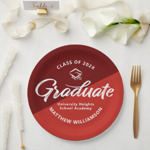 Rode Graduatiedikte Retro Script Dop Icon Minimaal Papieren Bordje