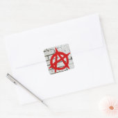 Rode graffiti Anarchy-symbool Vierkante Sticker (Envelop)