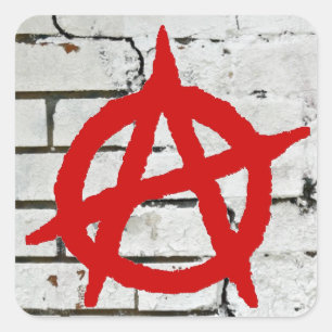 Rode graffiti Anarchy-symbool Vierkante Sticker