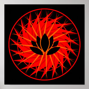 Rode grafische lotus poster