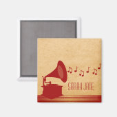 Rode Gramophone Magnet Magneet (Voorkant / Achterkant)