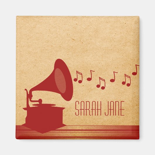 Rode Gramophone Magnet Magneet (Voorkant)