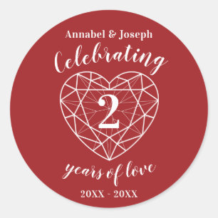 Rode granaat 2 jaar liefde stickers