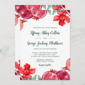 Rode granaatappel bruiloft kaart (Voorkant / Achterkant)