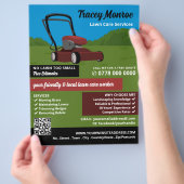 Rode grasmaaier scène, gazon zorg diensten flyer (Hand)