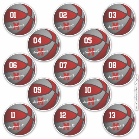 rode grijze basketbal sticker (Voorkant)