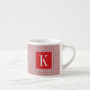 RODE GRIJZE BREI Espresso Cup + Initiaal II Kop