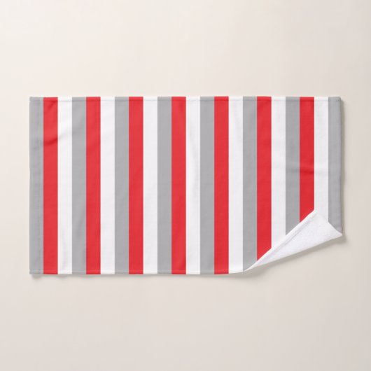 Rode, grijze en witte strepen bad handdoek (Handdoek)