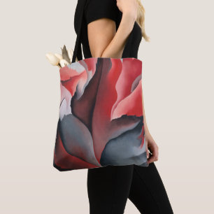 Rode grijze maple leaf abstract Georgia O'Keeffe Draagtas