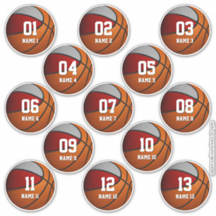 rode grijze set van 13 basketbal kinder teamcadeau sticker
