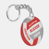 rode grijze teamkleuren gepersonaliseerd volleybal sleutelhanger (Voorkant Links)