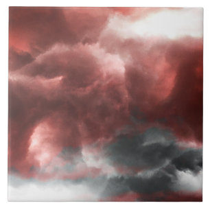 Rode grijze zwarte abstracte wolken digitale kunst tegeltje