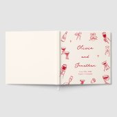 Rode grillige hand getrokken bruiloft gastenboek (Volledig)