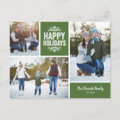 Rode Groen Gelukkig Nieuwjaar 3 Foto Collage Feestdagenkaart (Voorkant)