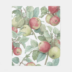 Rode Groene Appel Fruit Patroon Waterverf Rustiek Fleece Deken