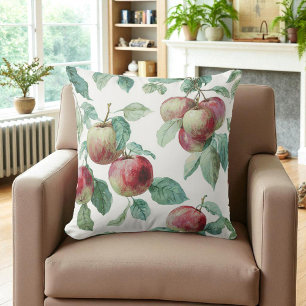 Rode Groene Appel Fruit Patroon Waterverf Rustiek Kussen