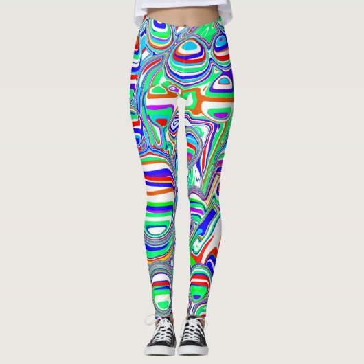 Rode, groene, blauwe, witte Abstracte bubbels Leggings (Voorkant)