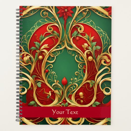 Rode Groene Bloemen Kerstvakantie Planner (Voorkant)