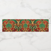 Rode Groene Bloemen Kerstvakantie Waterfles Etiket (Enkel label)