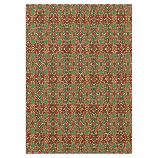 Rode Groene Bloemen Vakantie Tafelkleed (Voorkant)