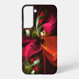 Rode Groene Bloemige Moderne Abstracte Kunstpatroo Samsung Galaxy Hoesje