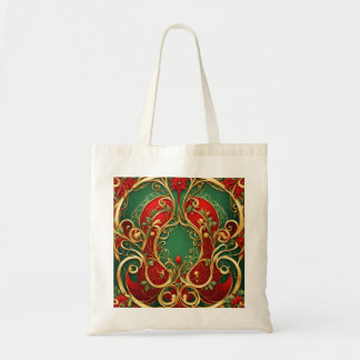 Rode groene bloemige vakantietas tote bag
