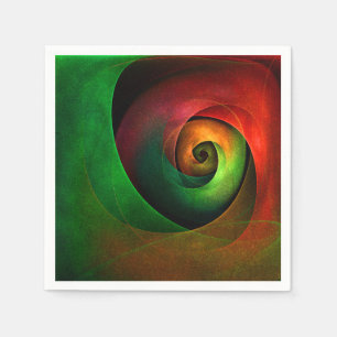 Rode groene bloemrijke moderne abstracte kunstpatr servet