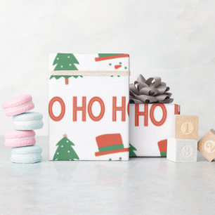 Rode Groene Crème Speelse Moderne Boom Kerstmis Cadeaupapier