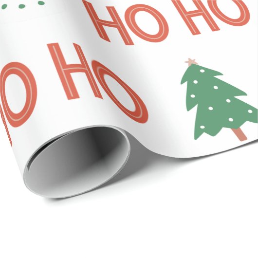 Rode Groene Crème Speelse Moderne Boom Kerstmis Cadeaupapier (Rol Hoek)