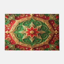 Rode groene decoratieve kerstmat