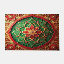 Rode groene decoratieve kerstmat