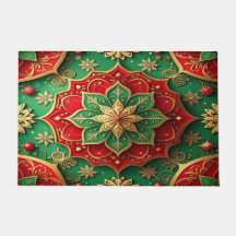 Rode groene decoratieve kerstmat