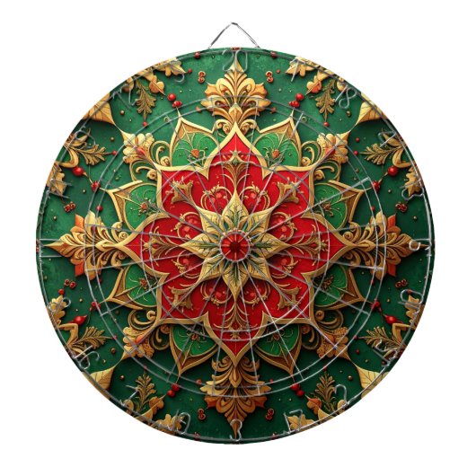 Rode Groene Decorative Bloem Dartbord (Voorkant)