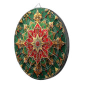 Rode Groene Decorative Bloem Dartbord (Voorkant Rechts)