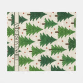 Rode groene dennenbomen Waterverf vakantie Fleece Deken (Voorkant (Horizontaal))