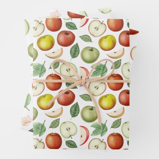 Rode groene en gele appels inpakpapier vel (In situ)