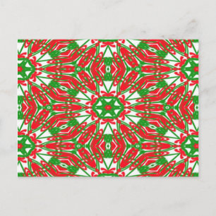 Rode, groene en witte Kaleidoscoop Briefkaart