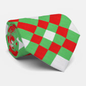 Rode Groene en Witte Stof Geometrische Textuur Stropdas (Opgerold)