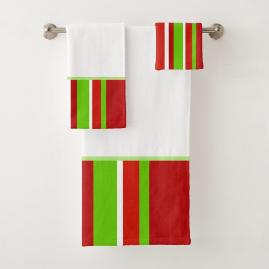 Rode groene en witte strepen bad handdoek (Insitu)