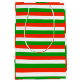 Rode, groene en witte strepen medium cadeauzakje (Voorkant)
