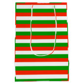 Rode, groene en witte strepen medium cadeauzakje (Achterkant)