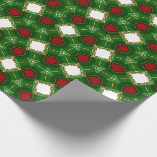 Rode, Groene en Witte Vormen Cadeaupapier (Hoek)