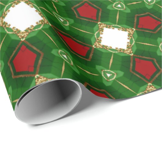 Rode, Groene en Witte Vormen Cadeaupapier (Rol Hoek)