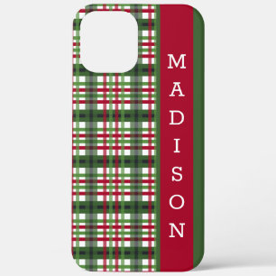 Rode Groene Feestelijke Tartan Patroon Gepersonali iPhone 12 Pro Max Hoesje