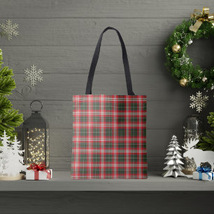 Rode groene geruite Kerst ruit Draagtas