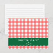 Rode groene gingham met op maat gesneden recept-ka briefkaart (Voorkant / Achterkant)