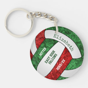 Rode groene girale sport op maat volleybal sleutelhanger